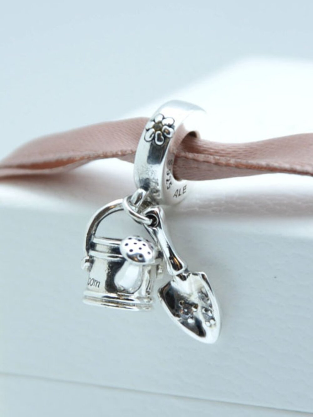 Watering Can & Trowel Dangle Charm S925 Silver for Bracelet with box